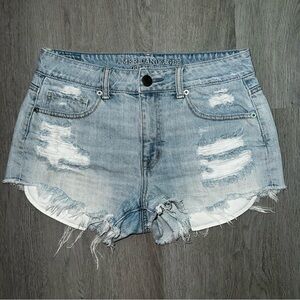 American Eagle Outfitters Blue Distressed Jean Shorts